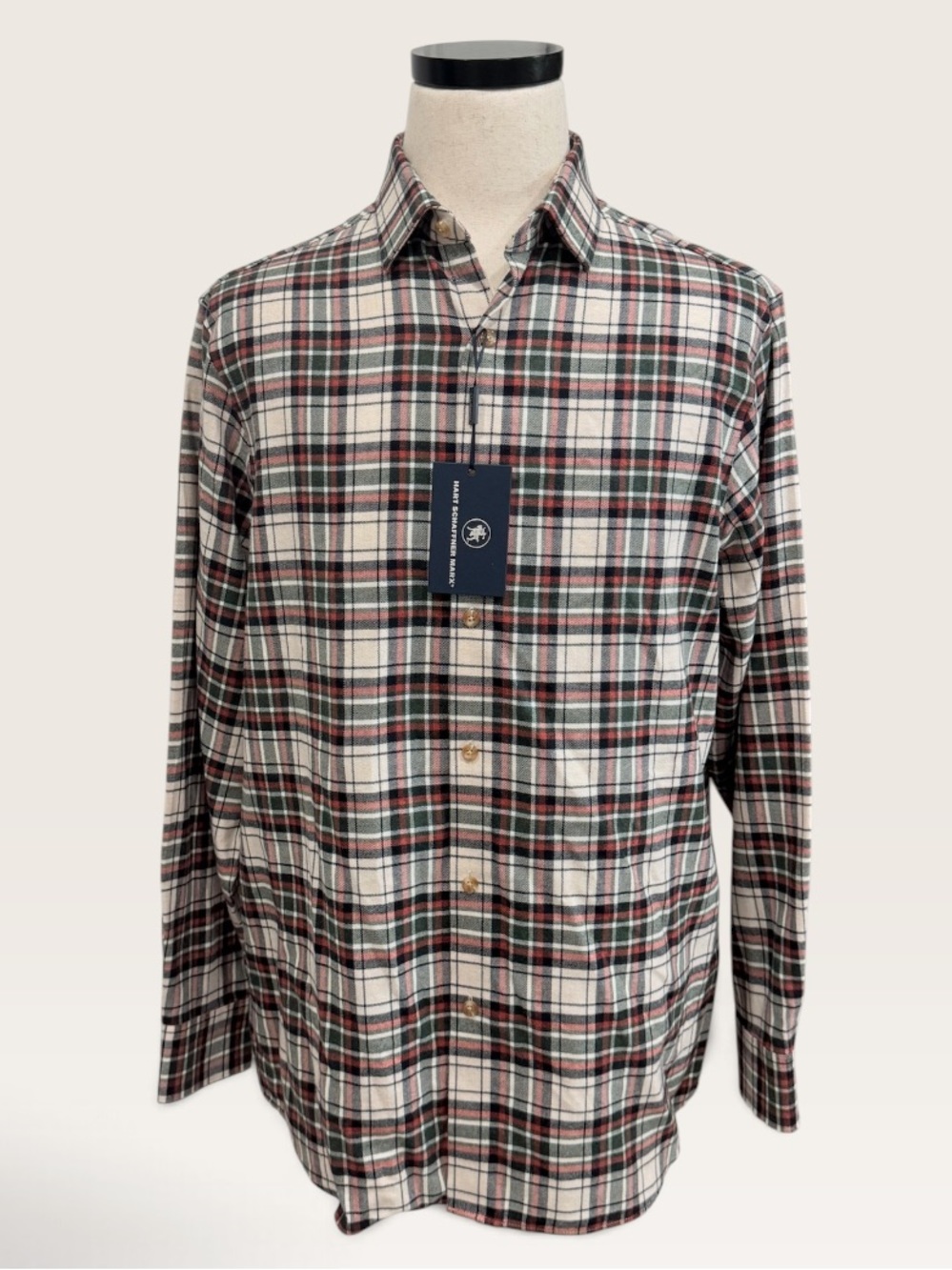 Hart Schaffner Marx Canclini 100% Cotton Plaid Flannel Button Down Shirt $150